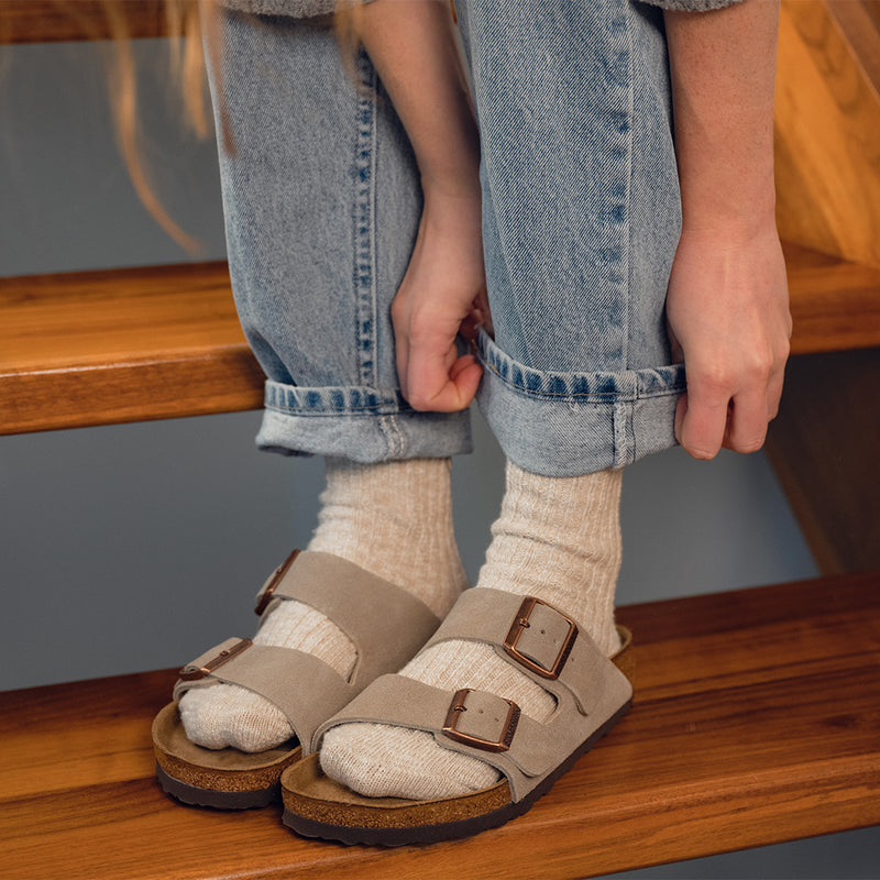 Birkenstock Arizona in Taupe Suede is the comfortab